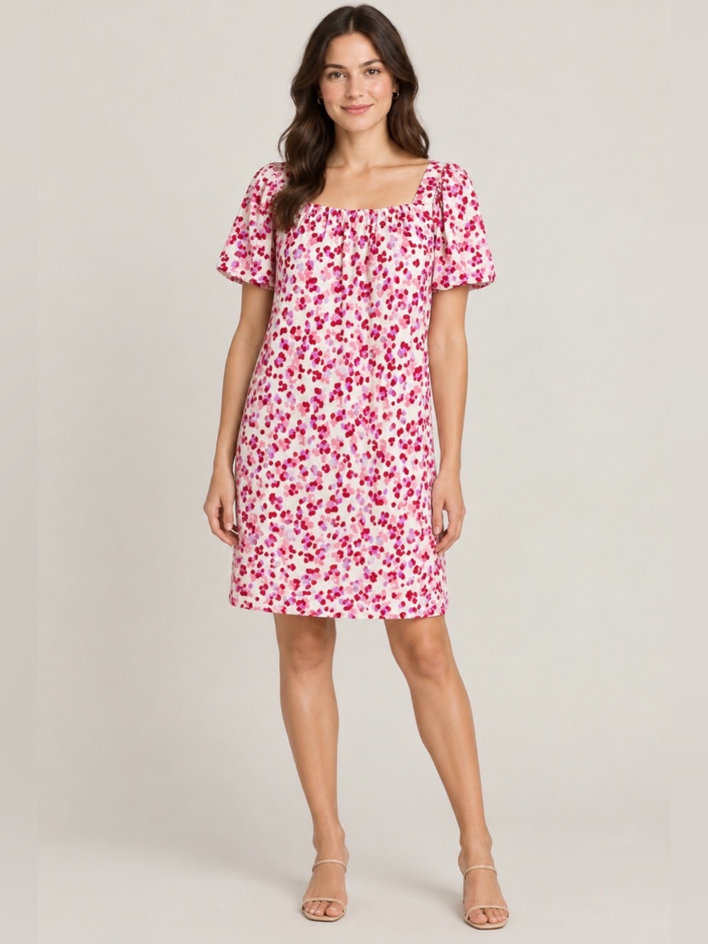 NWT ANDREE by Unit Pink & Red Flirty Leopard Print Cross Back Mini Dress Size M